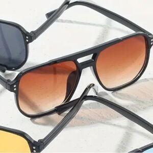 Brown Lens Unisex Stylish One-piece Sunglasses
